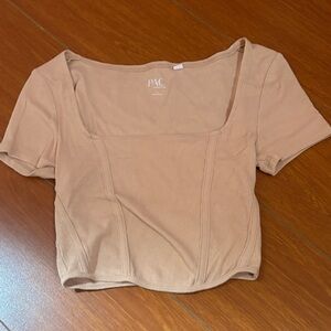 Women's Tan Square Neck Top